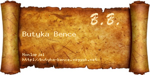 Butyka Bence névjegykártya